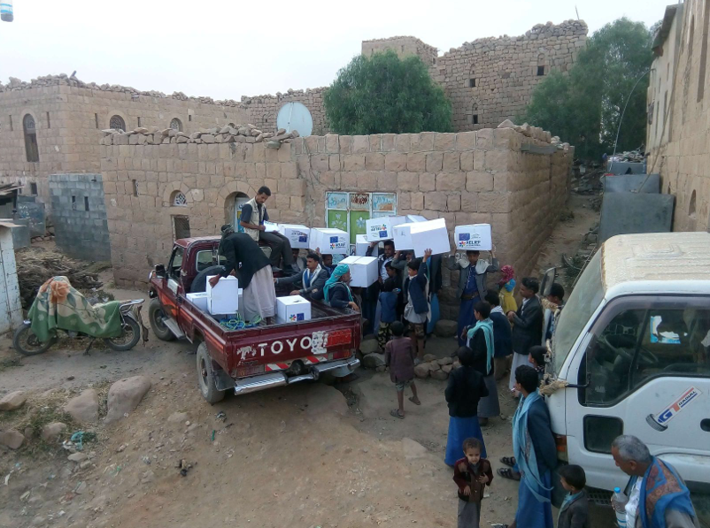 Nov. 24, 2018—A scene depicting the distribution of cholera prevention kits in one of the villages of Yemen during Dr. Mohanad Motea recent visit during the countrys cholera epidemic