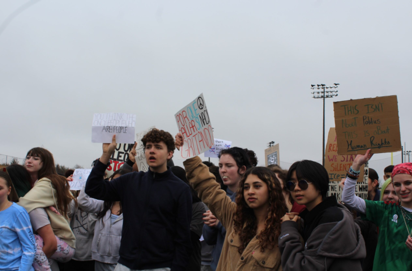 Students gather at a Patriot High School Anti-ICE protest on Feb. 20, 2026. 